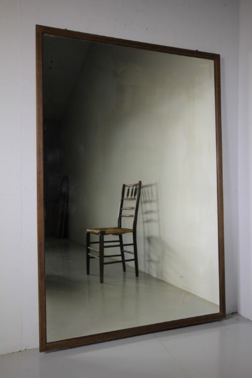 Large 19th Century Antique Simple Oak Outfitters Mirror