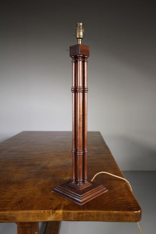 Antique Mahogany Cluster Column Table Lamp – Rewired