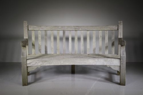 Rare Heals of London Antique Curved Teak Garden Bench Seat