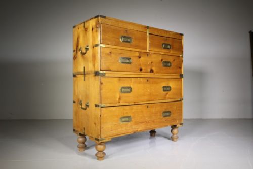 English 19th Century Antique Military Chest of Drawers