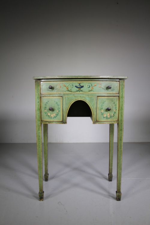 Original Painted Pine Antique Bow Front Side Table