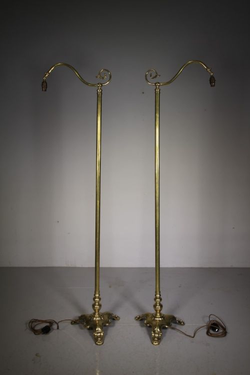 Pair of English Edwardian Antique Floor Lamps – Rewired