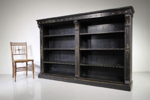 English 19th Century Antique Oversized Open Bookcase