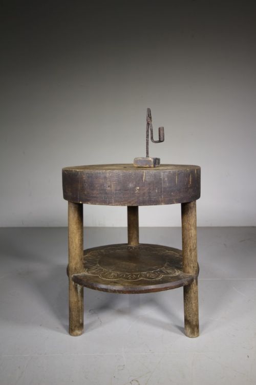
Rare 19th Century Antique Dairy Cheese Mould Cricket Table