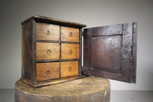Beautiful English 18th Century Antique Fruitwood Spice Cupboard