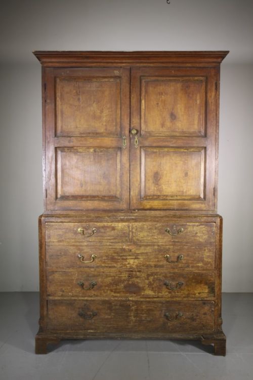 
Georgian Westmoreland Antique Painted Pine Linen Press Cupboard