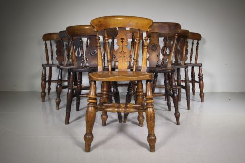 
Set of Eight 19th Century Antique Windsor Kitchen Dining Chairs