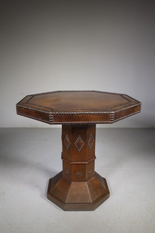 Fabulous English Edwardian Antique Leather Covered Table