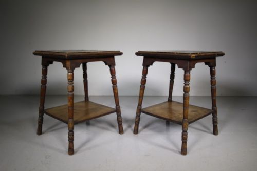 Pair of 19th Century Antique Side Tables – Original Tile Tops
