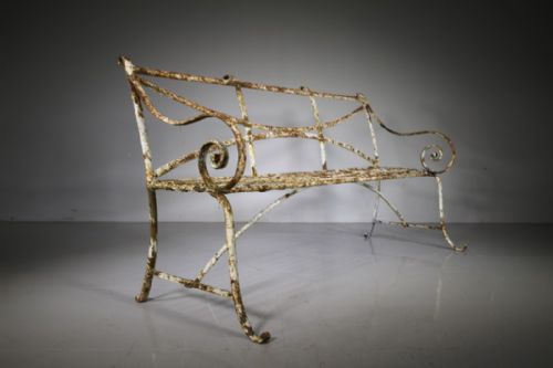 Regency Antique Wrought Iron Garden Bench Seat