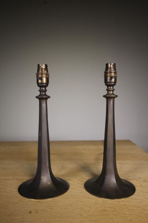 Pair of English Edwardian Copper Table Lamps – Rewired