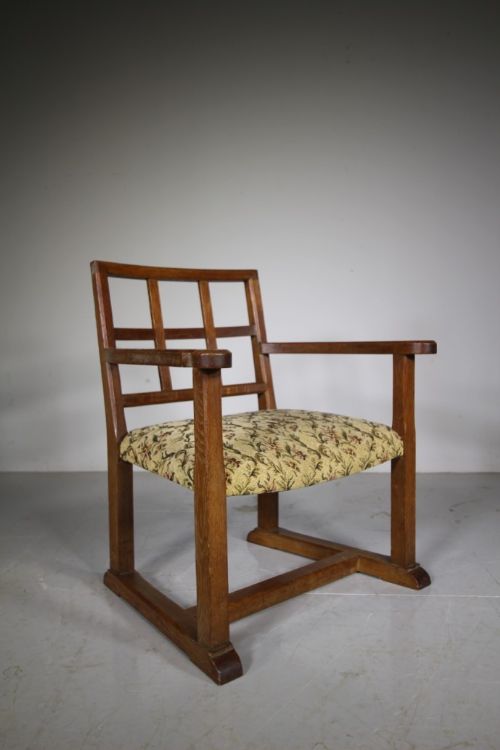 fig 1. Antique Oak ‘Fireside Chair’ by Heals of London