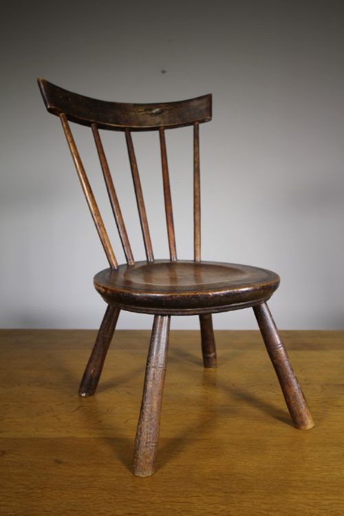 Welsh 19th Century Antique Fireside Back Stool