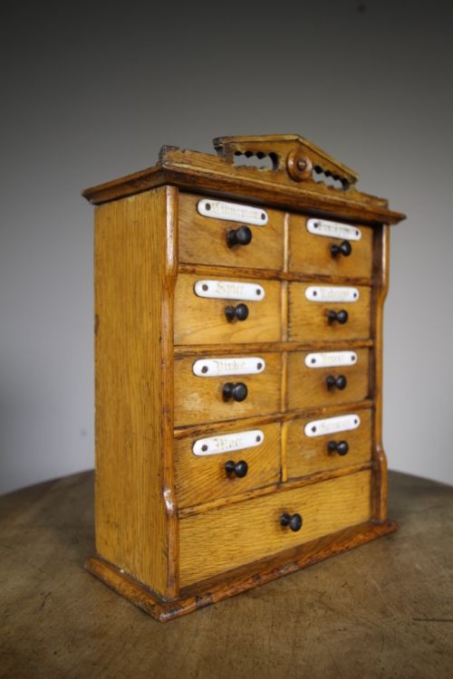 English 19th Century Antique Oak Spice Cabinet