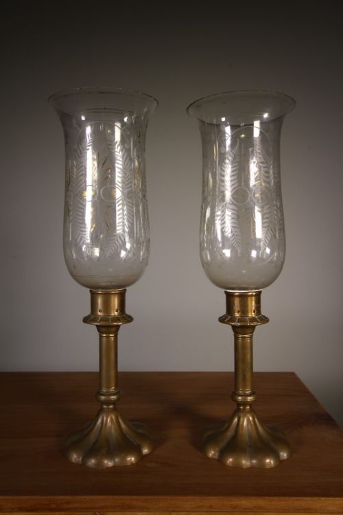 
Pair of English 19th Century Antique Storm Table Lamps