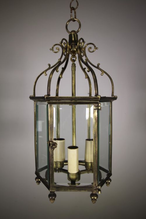 1930’S English Quality Brass Hanging Lantern