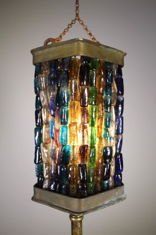 
Beautiful English Edwardian Antique Glass Bead Lantern
