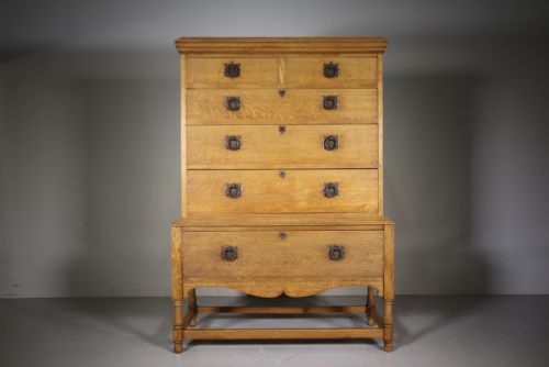 
Rare Heals of London Antique Oak Chest on Stand