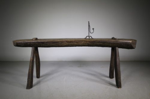 

Primitive 19th Century Antique Oak Pig Bench Table
