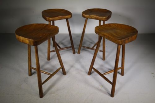 
Tall Set of Four 1940’S Oak Bar Stools