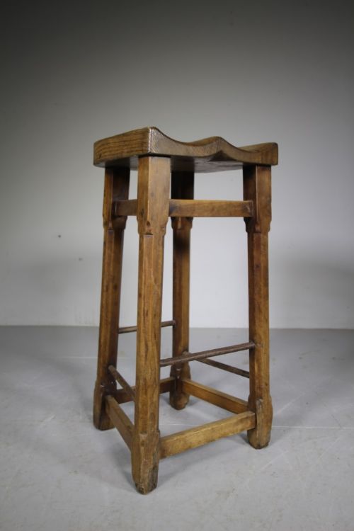 Tall 19th Century Yew Wood Antique Clerk’s Stool