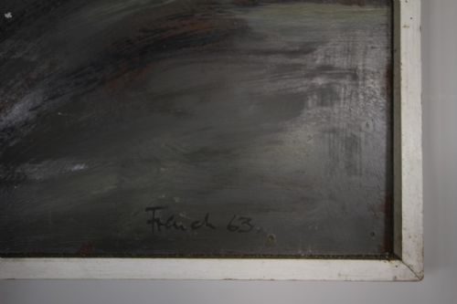 ORIGINAL 1960S ABSTRACT OIL PAINTING BY GERALD FRENCH SIGNED DATED AND TITLED - ADDITIONAL PHOTO 5