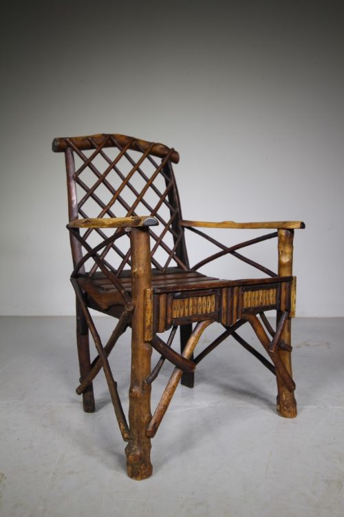 Beautiful English 19th Century Antique Rustic Twig Childs Armchair