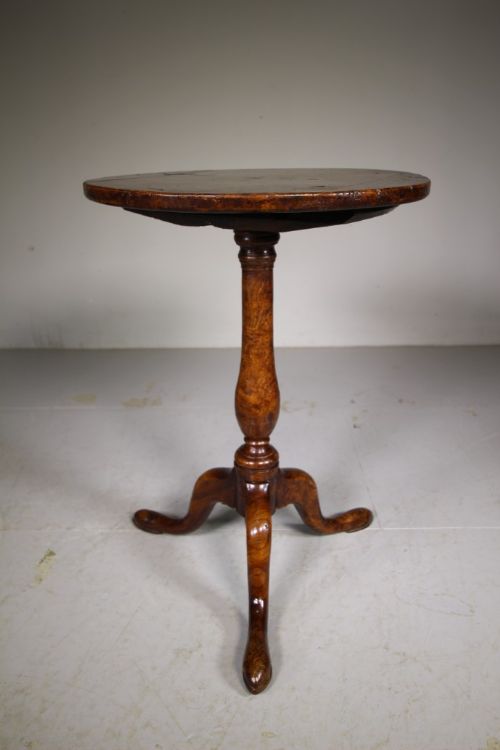 Beautiful Burr Elm 18th Century Antique Tripod Table