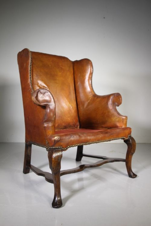 
Very Early English Queen Anne Antique Wing Armchair
