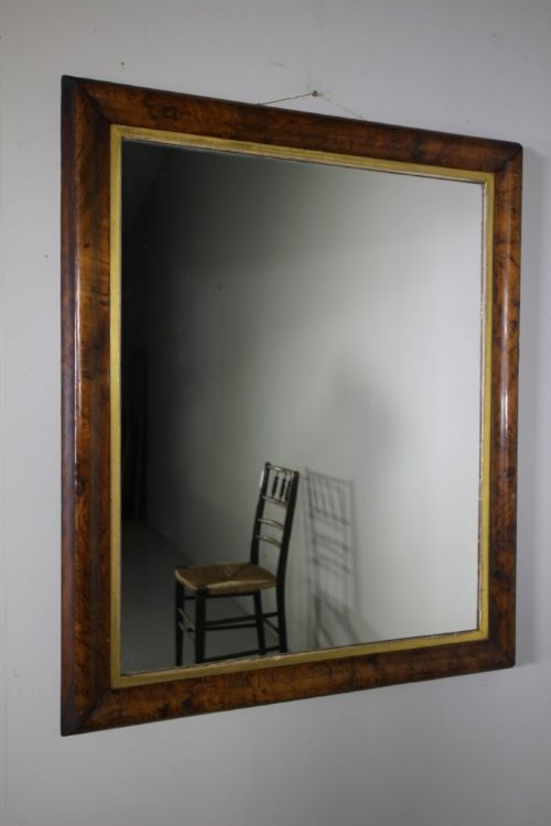 
Early 19th Century Antique Burr Walnut Wall Mirror
