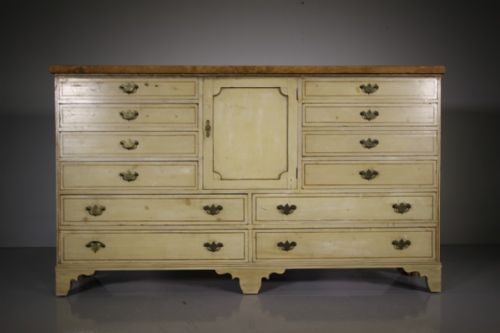Large Original English Painted Pine Antique Chest of Drawers