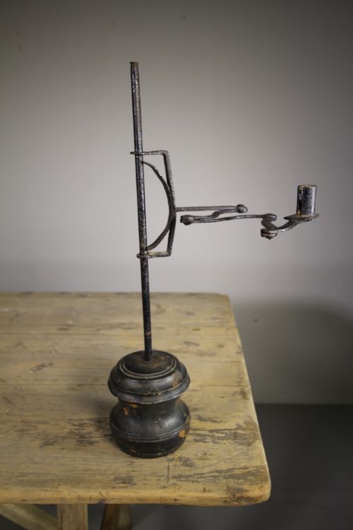 Rare English 18th Century Antique Adjustable Iron Candle Holder