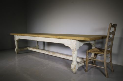 SUPERB LARGE COUNTRY HOUSE EARLY 19TH C ANTIQUE DINING TABLE IN ORIGINAL PAINT - ADDITIONAL PHOTO 1