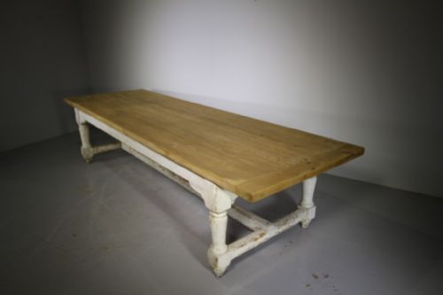 SUPERB LARGE COUNTRY HOUSE EARLY 19TH C ANTIQUE DINING TABLE IN ORIGINAL PAINT - ADDITIONAL PHOTO 2