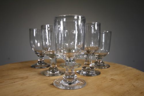 Collection of Six 19th Century Antique Glass Rummers