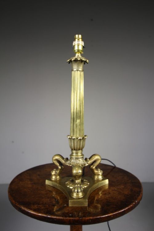 
19th Century Tall Quality Antique Brass Table Lamp – Rewired