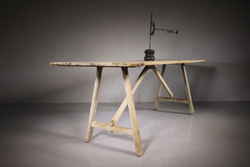 Large Primitive 19th Century Antique Ash Dining Table