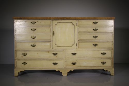 Large Original English Painted Pine Antique Chest of Drawers