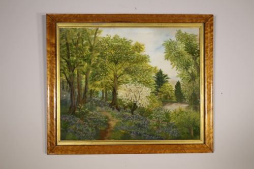 Beautiful English Antique Spring Woodland Woolwork