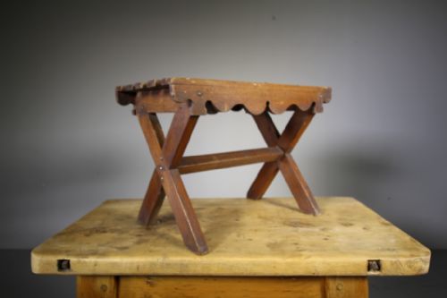 Decorative English Antique Slatted Teak Stool