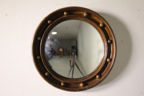 1930’S Heals of London Oak Convex Wall Mirror