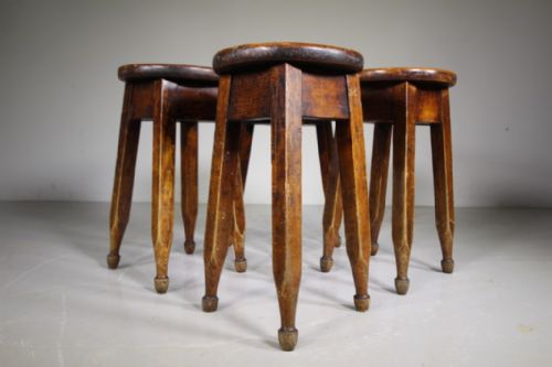 Set of Four English Edwardian Antique Bar Stools