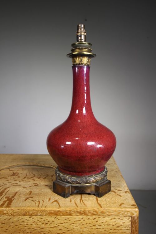 19th Century Sang De Boef Porcelain Antique Table Lamp