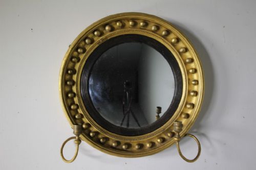 English Regency Antique Gilt Convex Mirror