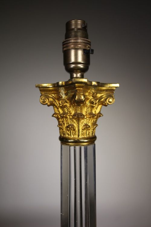 TALL 19TH CENTURY ENGLISH ANTIQUE OSLER GLASS TABLE LAMP - ADDITIONAL PHOTO 6