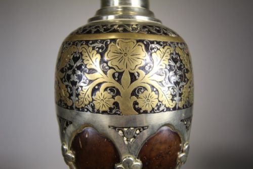 EDWARDIAN ANTIQUE INTRICATE METAL WORK TABLE LAMP - ADDITIONAL PHOTO 4
