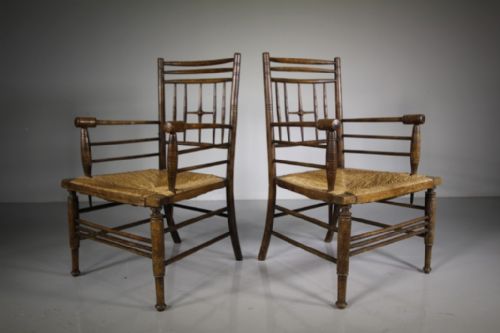 
Pair of Ford Maddox Brown Antique Sussex Chairs
