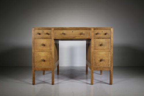 Heals Antique Oak Kneehole Desk – Labelled