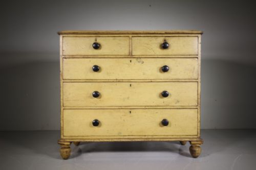 
Original Cream Painted Pine Antique Chest of Drawers