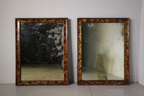 Pair of English Antique Faux Tortoiseshell Wall Mirrors